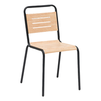 Ensemble de table et chaises de salle à manger en bois grainé, empilables, meubles en métal pour café, bistrot, intérieur et extérieur