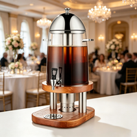 Distributeur de boissons en acier inoxydable FLEY avec base chauffante électrique, couvercle en dôme et robinet pour hôtel, buffet, restaurant, service de traiteur