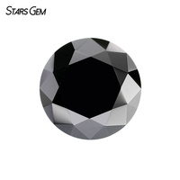 Pierre de Moissanite Starsgem, forme ronde, couleur noire, pierre non montée