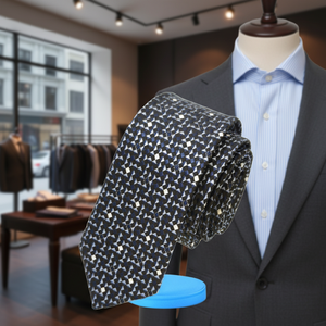 Cravate mode slim tissée jacquard triangle bleu marine - Product Image 3
