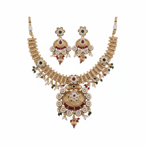Gold Plated Pota Stone and <b>Pearls</b> Necklace <b>Set</b> 11714366PGR Exquisite Fine Jewelry <b>Set</b> - Product Image 2