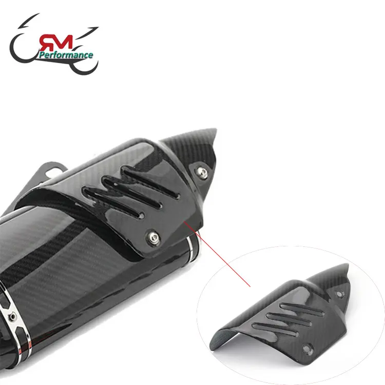 Motorcycle Exhaust Pipe Real Carbon Fiber Heat Shield Cover Shell For Akra R6 R3 750 Muffler Escape Moto AK Lid Sticker