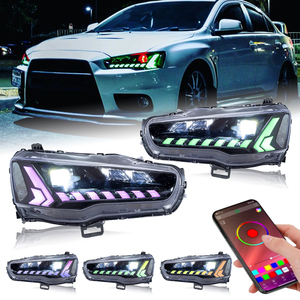 HCMOTIONZ RGB Start up Animation Sequential Lamps <span class=keywords><strong>12V</strong></span> 6000K LED Headlights Mitsubishi Lancer 2008-2017 Demon Eyes - Product Image 1