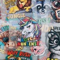 Trasferimenti DTF all'ingrosso, Adesivi DTF personalizzati con citazioni a tema animali, Stampa a trasferimento termico DTF a colori completi in plastisol per magliette