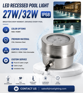 <span class=keywords><strong>Foco</strong></span> Sumergible para <span class=keywords><strong>Piscina</strong></span> de Acero Inoxidable, Luz LED de 6000K, Cable de 3m, DC24V, 6*2W, IP68 Impermeable, Gran Venta - Product Image 1