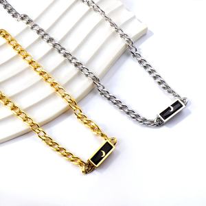 Precio de Fábrica: Conjunto de Joyería de Acero Inoxidable con Baño de Oro de 18K, que incluye Pulsera de Eslabones Cubanos Miami, Collar con Forma de Serpiente y Pendientes, Unisex y de Moda - Product Image 1