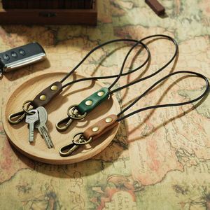 Cowhide Leather <b>Keys</b> <b>Lanyards</b> Portable Wrist <b>Lanyard</b> Keychain <b>Lanyard</b> Rope <b>Key</b> Holder Strap - Product Image 1