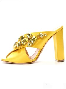 Zapatos de Tacón Grueso de Satén Verde con Tiras Cruzadas y Cristales para Mujer, Sandalias de Tacón Grueso con Logotipo Personalizado de Moda - Product Image 5