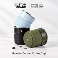 Mug à café réutilisable en acier inoxydable 304 à double paroi, isolé, portable, avec manchon en silicone, 10 oz, pour usage quotidien au bureau