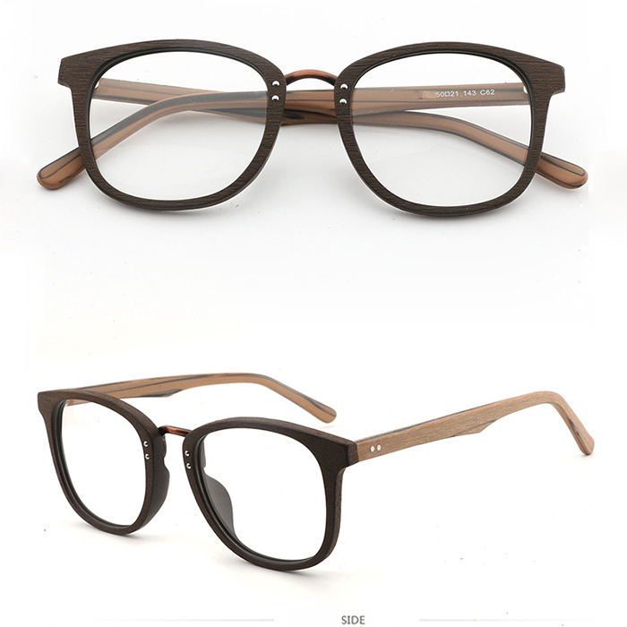 Classic Bamboo Blue Light Glasses Square Black Men Wood Frame Temple  Eyeglasses Frame Optical Acetate Eyewear Frame