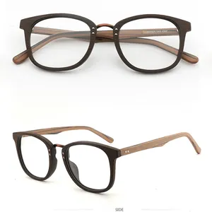 Zilead — lunettes en bambou avec verres à lumière bleue, carrées et noires, pour hommes, monture en bois, accessoire optique