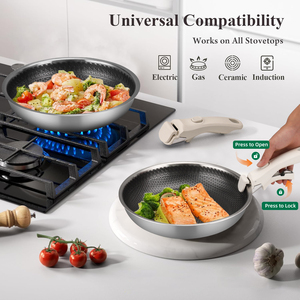 10 cái 304 triply thép không gỉ không dính tổ ong Cookware Set chậu và chảo với có thể tháo rời xử lý loại bỏ xử lý - Product Image 2