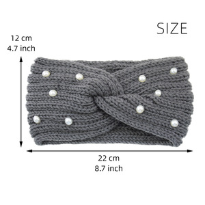Serre-têtes croisés en tricot perlé 36 couleurs Go Party pour femmes, accessoires capillaires, couvre-oreilles d'hiver, turban, <span class=keywords><strong>bandeau</strong></span> élastique - Product Image 6
