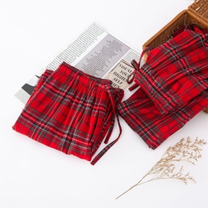 Pantaloni da uomo indumenti da notte da uomo in flanella di cotone tinti in filo di cotone cotone rosso scozzese coppia natale pantaloni da uomo pigiama - Product Image 5