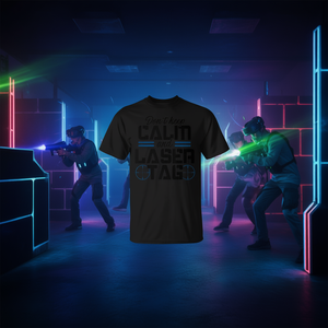 Camiseta Keep Calm And Laser Tag, camiseta promocional negra para hombre - Product Image 3