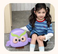 Mochila Escolar Impermeable de EVA con Diseño de Dibujos Animados, Cierre de Cremallera, Forma de Búho 3D para Niñas