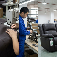 Sofá Reclinable de Cuero Moderno de Tres Plazas con Nuevo Diseño Estilo Chino para Dormitorio y Uso Doméstico