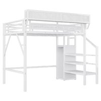 Lit superposé en métal Twin XL avec étagères de rangement, armoire et escalier – Conception gain de place pour chambre, appartement, école – ODM/OEM