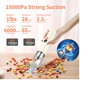 Aspirateur à main sans fil 15000Pa, aspiration puissante, portable, 4 en 1, aspirateur de voiture multi-buses pour l'intérieur de la voiture et la maison - Product Image 2