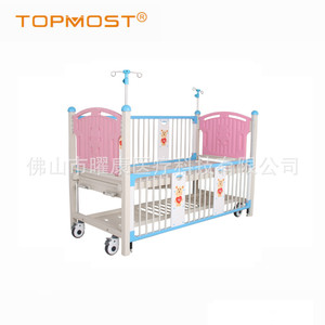 Lit pédiatrique manuel Yao Kang YK-M006 rouge, lit d'hôpital pour enfants avec barrières latérales pour usage médical - Product Image 2