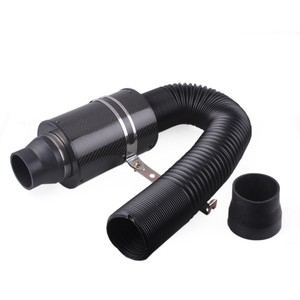Tuyau d'admission d'air froid en fibre de carbone 76 mm, adaptable universellement pour la modification et l'amélioration de voitures, avec support et collier de serrage - Product Image 1