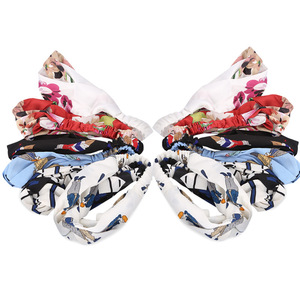Diadema elástica de tela con estampado floral de dibujos animados de colores aleatorios, buena elasticidad, uso informal - Product Image 4