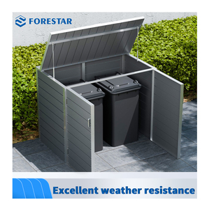 Armoire extérieure <span class=keywords><strong>pour</strong></span> <span class=keywords><strong>poubelle</strong></span> en bois composite avec couvercle rabattable 240L - Product Image 4