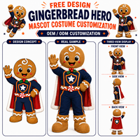 Costume de Mascotte Personnalisé en Pain d'Épices pour Adulte, Tenue de Personnage de Noël, Fabricant OEM ODM, Promotion Publicitaire pour Événements Festifs