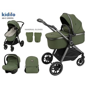 Poussette bébé Kidilo A8+C en alliage d'aluminium - Landau bidirectionnel - Poussette pliable trois-en-un - Capacité de charge de 15 kg - Product Image 2