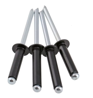 Rivets à tête ronde ouverte en acier aluminium noir peint 1/4''x1/2'', 1/4''x3/4'', 1/4''x1''