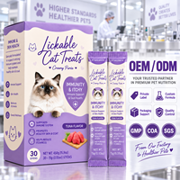 Friandises à lécher pour chats sous marque privée, saveur thon, soutien immunitaire, peau et pelage, purée crémeuse, complément, fabricant OEM, sans céréales, haute qualité
