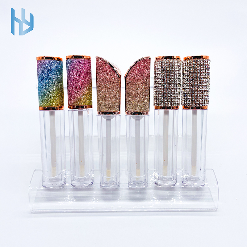 Round Lip Gloss Broken Diamond Leather Mouth Red Lip Glaze DIY Lip Gloss Tubes Cosmetic Packaging