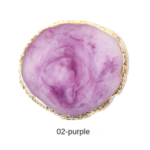 <span class=keywords><strong>Rose</strong></span> Bleu <span class=keywords><strong>Blanc</strong></span> Vert Gem Pierre Art Palette Cristal Agate Doré Bord Rond Crack Décorations Peint Marbre Résine Agate Dessous De Verre - Product Image 6