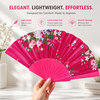 Éventails pliants personnalisés en tissu floral avec baleines en plastique, éventails de danse espagnols et chinois pour cadeaux de mariage, cadeaux de fête, OEM