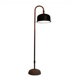 Industrial <b>Black</b> Metal Frame E27 LED Adjustable Height Floor Lamp with Square Glass <b>Shade</b> for Living Room Bedroom Entryway - Product Image 1