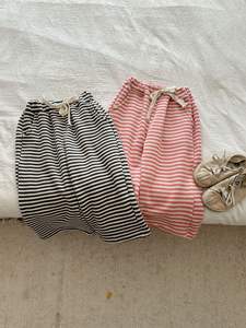 Pantalones de Punto Suaves a Rayas de Estilo Coreano para Niñas, Novedad de Primavera 2025 - Product Image 2