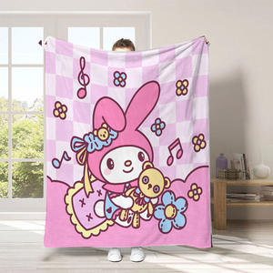 Mantas baratas al por mayor de felpa de poliéster con estampado personalizado de gatos KT kawaii, lindas, con MOQ bajo, para sofá, cama o sofá cama. - Product Image 3