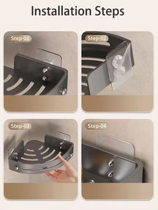 Organizador <span class=keywords><strong>de</strong></span> <span class=keywords><strong>ducha</strong></span> montado en la pared, estante <span class=keywords><strong>de</strong></span> baño <span class=keywords><strong>de</strong></span> esquina <span class=keywords><strong>sin</strong></span> perforación para baño, cocina, uso, marco triangular - Product Image 6