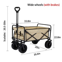 Carrito Plegable de Plataforma de Cuatro Ruedas de Aluminio Resistente de Nuevo Diseño, Remolque Plegable para Exteriores, para Acampar, Viajar a la Playa, Ir de Compras