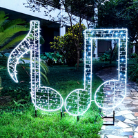 Luces Decorativas de Navidad con Motivo de Notas Musicales LED 2D, para Exteriores, IP65, Marco Metálico de 150 cm, Color Personalizable, Fácil Instalación
