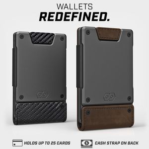 Tùy chỉnh Slim sợi carbon chủ thẻ kinh doanh RFID chặn <span class=keywords><strong>Mini</strong></span> Ví Da ban nhạc đàn hồi dây đeo mở loại đóng cửa ngắn - Product Image 3