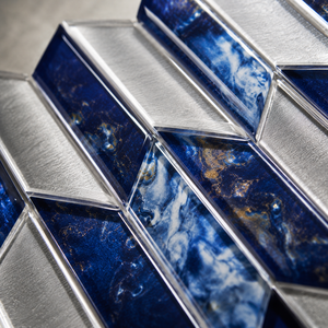 Mosaïque de verre <span class=keywords><strong>bleu</strong></span> argenté <span class=keywords><strong>Chevron</strong></span> moderne, imperméable, pour la décoration murale d'appartements, salles de bain, hôtels, bars, épaisseur 8 mm - Product Image 5
