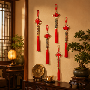 Monete Feng Shui Intrecciate con Design Art Déco, Ornamenti Sospesi Durevoli ed Ecologici per Ricchezza e Prosperità, <span class=keywords><strong>Decorazione</strong></span> da <span class=keywords><strong>Parete</strong></span> per <span class=keywords><strong>Soggiorno</strong></span> e Casa - Product Image 4