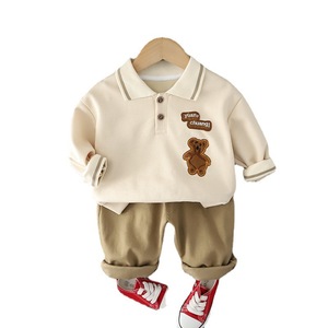 Mùa Thu Mới Giải Trí Hàn Quốc Hai-Mảnh Thiết Lập Cho Bé Trai Phong Cách Giản Dị Với Gấu Ve Áo Và Mô Hình Sọc - Product Image 6