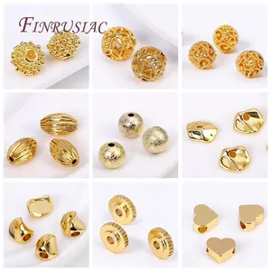 ลูกปัดทอง18K เหลี่ยมเพชรพลอยไม่สม่ำเสมอลูกปัดเกลียวทองเหลืองแบบทำมือสำหรับทำสร้อยข้อมือสร้อยคอเครื่องประดับ - Product Image 6