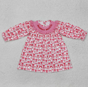 Ropa de Bebé con Bordado 'MAMA'S BESTIE', Lazos Coquetos, Conjunto Rosa para Hermanas, Romper con Bordado - Product Image 4