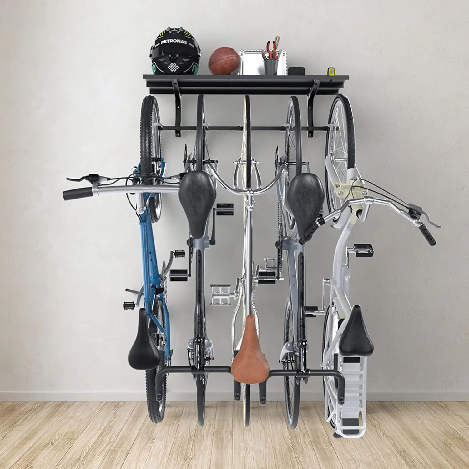 AromaNano 5 Bike Rack With Adjustable Hanger System Garage Bike Rack Wall Mount Bicycle Storage Rack