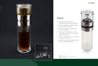 Bouteille d'Eau Isotherme à Double Paroi en Verre avec Infuseur et Séparateur, Théière et Gourde Sous Vide LFGB