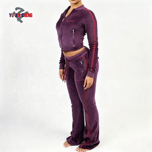 Completo da <span class=keywords><strong>donna</strong></span> in <span class=keywords><strong>velluto</strong></span> con giacca con cerniera e <span class=keywords><strong>pantaloni</strong></span> a gamba dritta, stile vintage, a righe, ideale per ragazze alte - Product Image 4