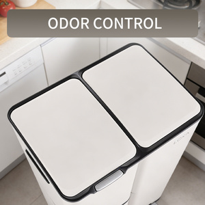 <span class=keywords><strong>Bidone</strong></span> per la Raccolta Differenziata da <span class=keywords><strong>Cucina</strong></span> in Acciaio Inox a 3 Scomparti, Grande Capacità 60L, con Pulsante a Pressione e Pedale - Product Image 5